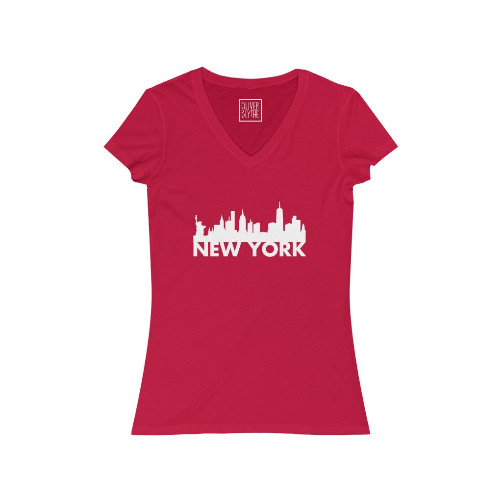  Made in USA - NYC T Shirts for Women New York 3D Skyline V Neck  Rhinestone Bling : Sports & Outdoors