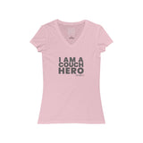 Womens Coronavirus Couch Hero V-Neck T-Shirt