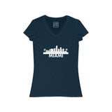 Womens Miami Skyline V-Neck Tee