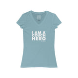 Womens Coronavirus Couch Hero V-Neck T-Shirt