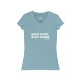 Womens Stay Home COVID-19 V-Neck Tee