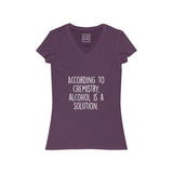 Women's According To Chemistry Alcohol Is A Solution V-Neck Tee