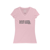 Womens Stay Home COVID-19 V-Neck Tee