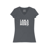 Womens Coronavirus Couch Hero V-Neck T-Shirt