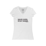 Womens Stay Home COVID-19 V-Neck Tee