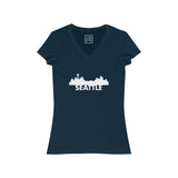 Womens Seattle Skyline V-Neck Tee