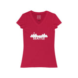 Womens Seattle Skyline V-Neck Tee