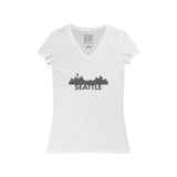 Womens Seattle Skyline V-Neck Tee