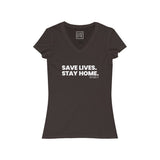 Womens Stay Home COVID-19 V-Neck Tee