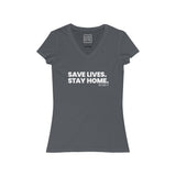 Womens Stay Home COVID-19 V-Neck Tee