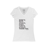 Womens Don't Touch Me COVID-19 V-Neck T-shirt