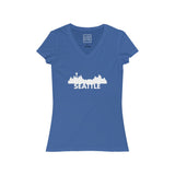 Womens Seattle Skyline V-Neck Tee