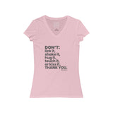 Womens Don't Touch Me COVID-19 V-Neck T-shirt