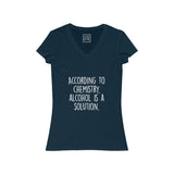 Women's According To Chemistry Alcohol Is A Solution V-Neck Tee