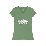 Womens Chicago Skyline V-Neck Tee